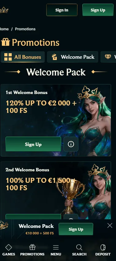 Faircrown Casino mobile promotions and bonus offers